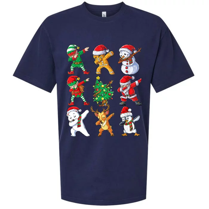 Dabbing Santa And Friends Great Gift Cute Christmas Santa Dabbing Funny Gift Sueded Cloud Jersey T-Shirt