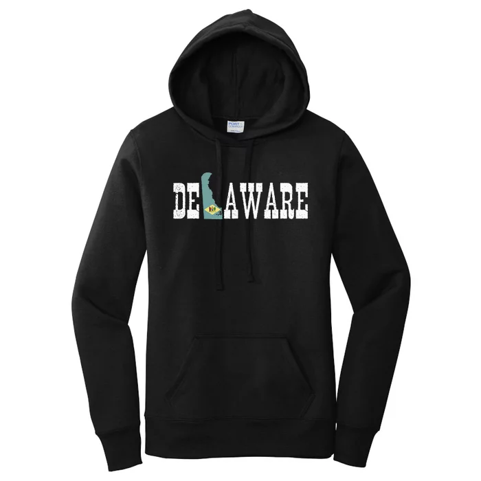 Delaware State And Delaware Flag With Pride For Delaware Women's Pullover Hoodie