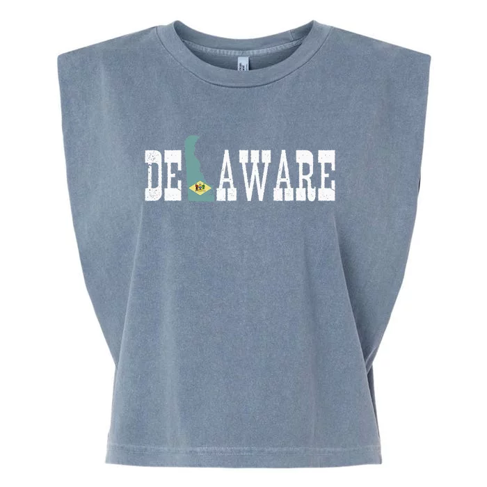 Delaware State And Delaware Flag With Pride For Delaware Garment-Dyed Women's Muscle Tee