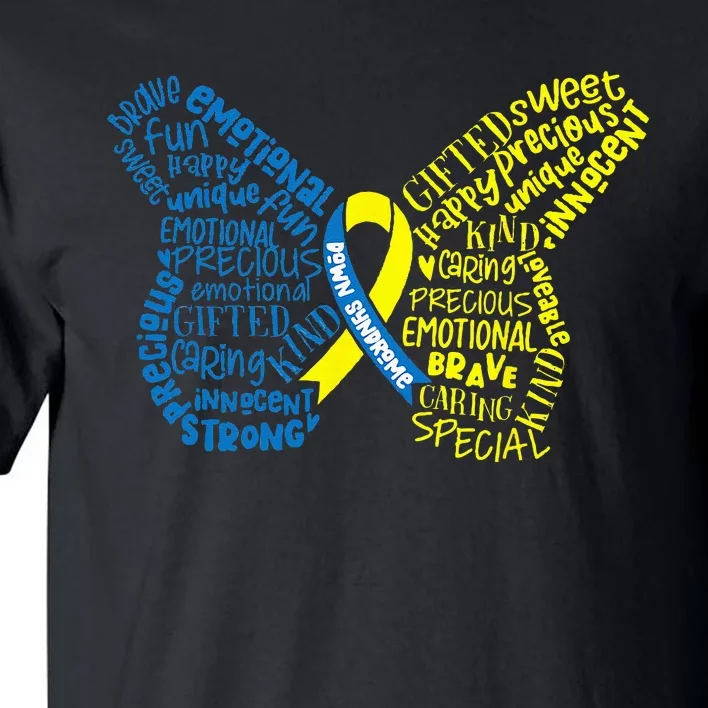 Down Syndrome Awareness Month Butterfly Word Cloud Tall T-Shirt