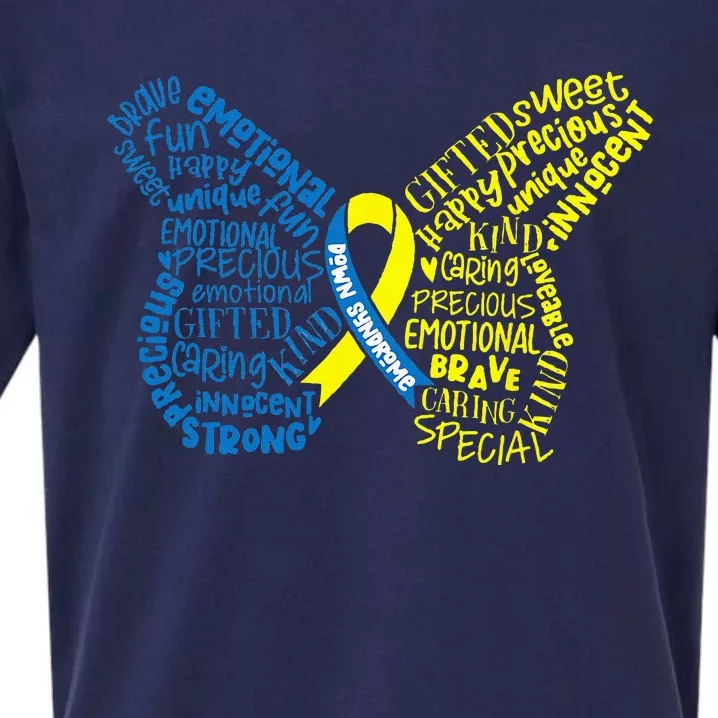 Down Syndrome Awareness Month Butterfly Word Cloud Sueded Cloud Jersey T-Shirt