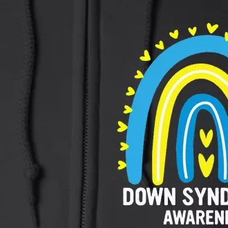 Down Syndrome Awareness Rainbow T21 Yellow Blue Ribbon Full Zip Hoodie