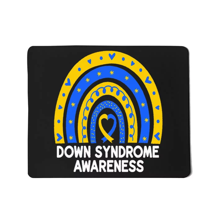 Down Syndrome Awareness Rainbow T21 Yellow Blue Ribbon Mousepad