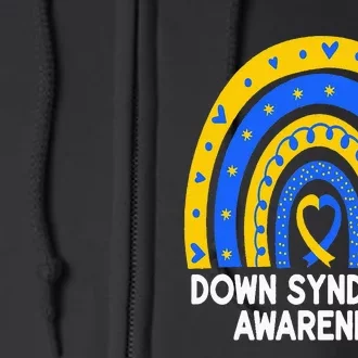 Down Syndrome Awareness Rainbow T21 Yellow Blue Ribbon Full Zip Hoodie