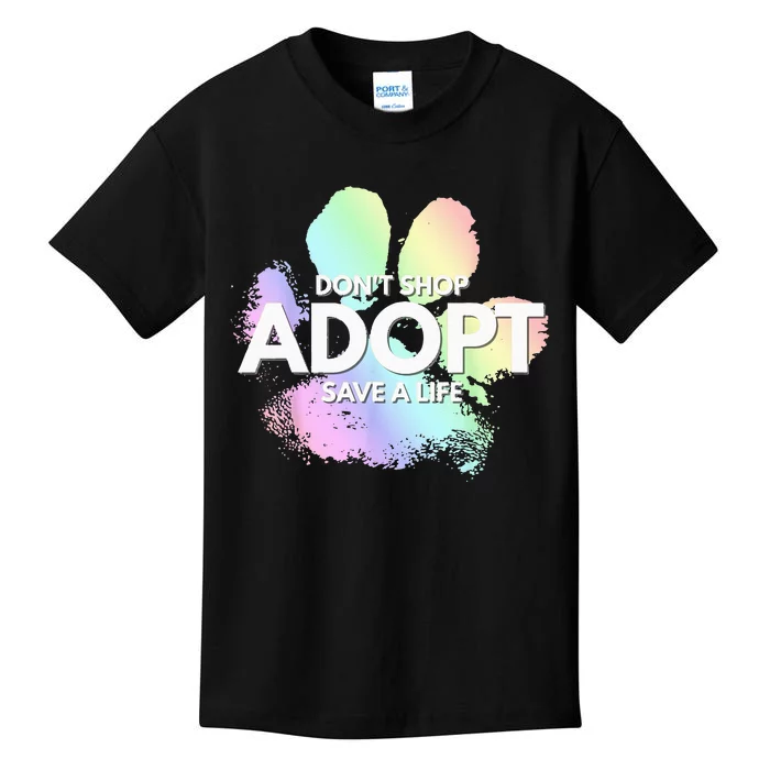 Dont Shop Adopt Dog Cat Rescue Kind Animal Rights Lover Kids T-Shirt