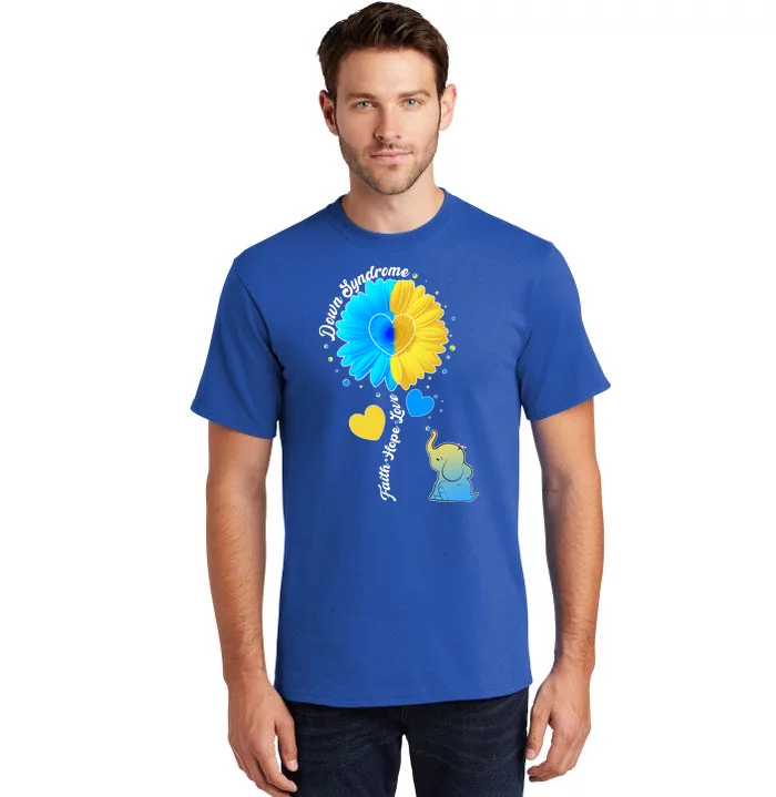 Down Syndrome Awareness Faith Hope Love Flower Elephant Tall T-Shirt