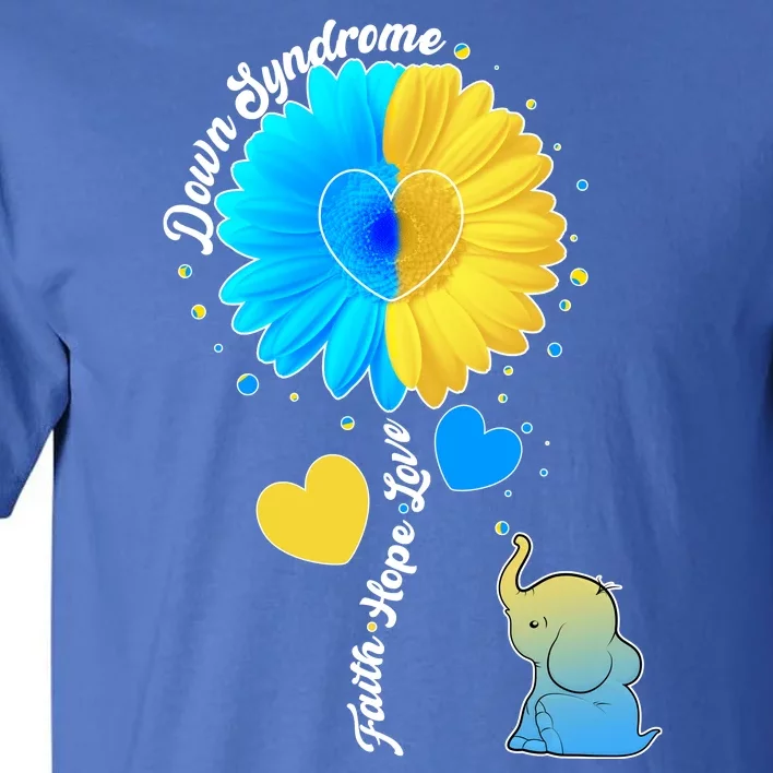 Down Syndrome Awareness Faith Hope Love Flower Elephant Tall T-Shirt