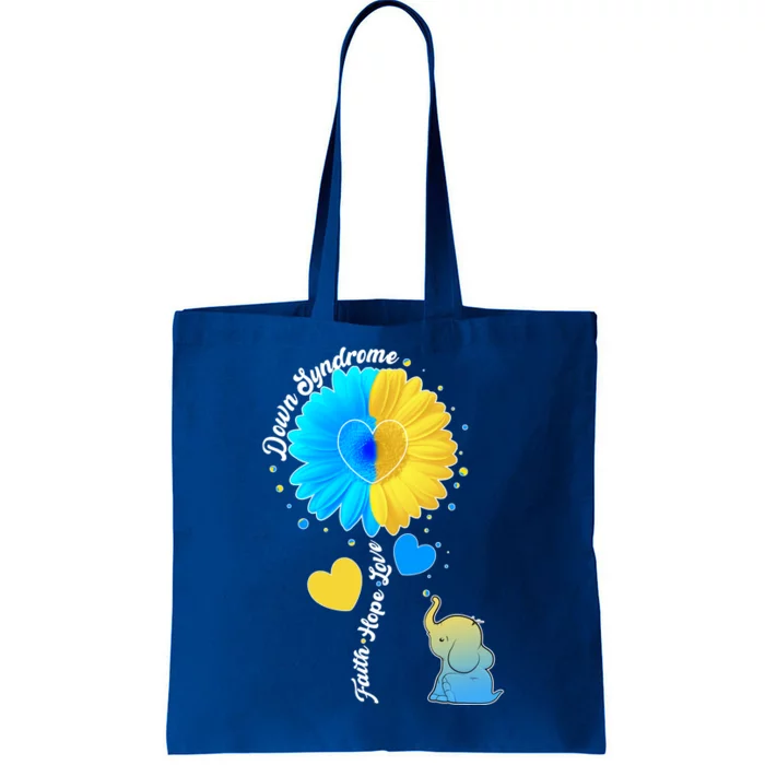 Down Syndrome Awareness Faith Hope Love Flower Elephant Tote Bag