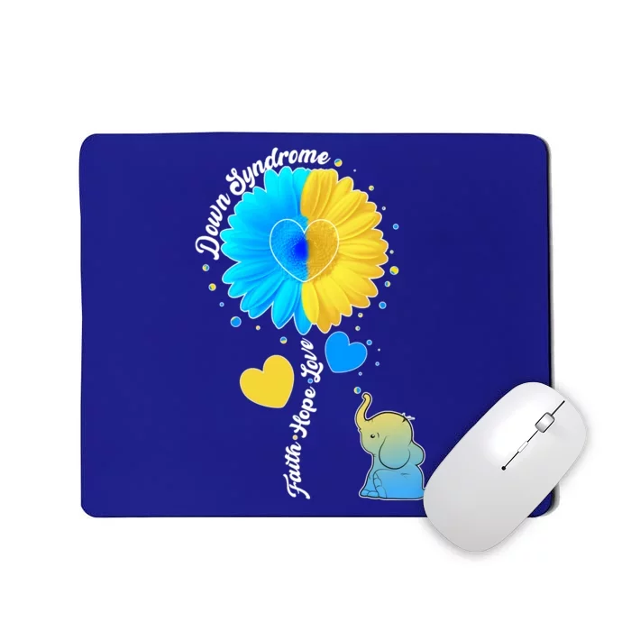 Down Syndrome Awareness Faith Hope Love Flower Elephant Mousepad