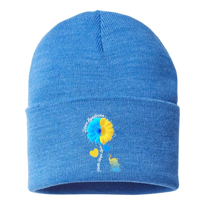 Down Syndrome Awareness Faith Hope Love Flower Elephant Sustainable Knit Beanie