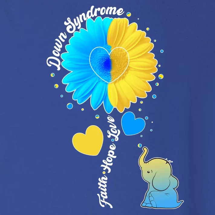 Down Syndrome Awareness Faith Hope Love Flower Elephant Toddler Long Sleeve Shirt