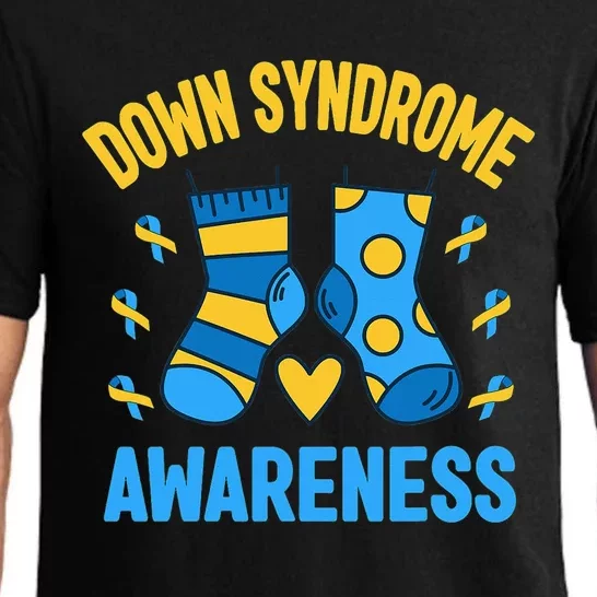 Down Syndrome Awareness Socks T21 Blue Yellow Ribbon Pajama Set