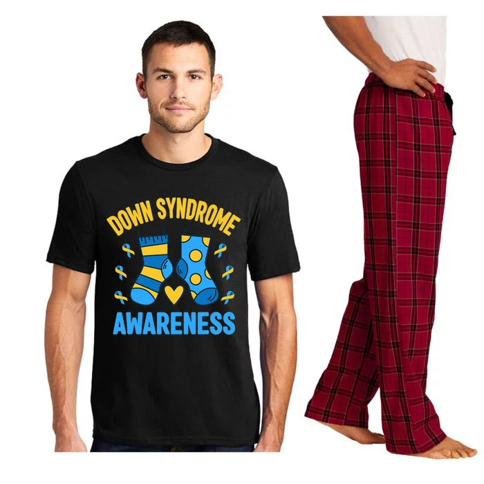 Down Syndrome Awareness Socks T21 Blue Yellow Ribbon Pajama Set