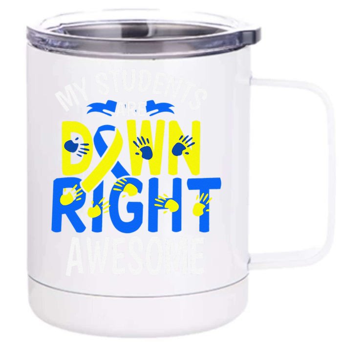 Down Syndrome Awareness T21 Day Women Teacher Front & Back 12oz Stainless Steel Tumbler Cup