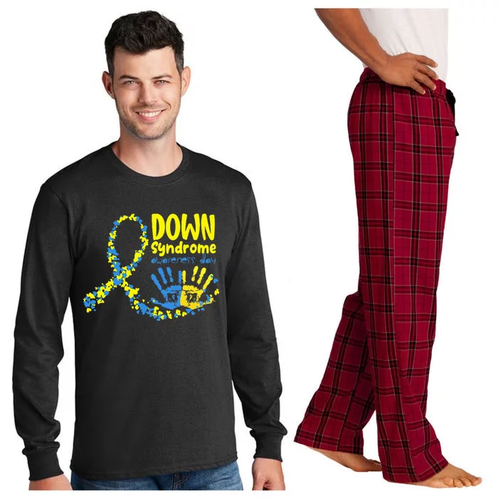 Down Syndrome Awareness Day Ribbon Long Sleeve Pajama Set