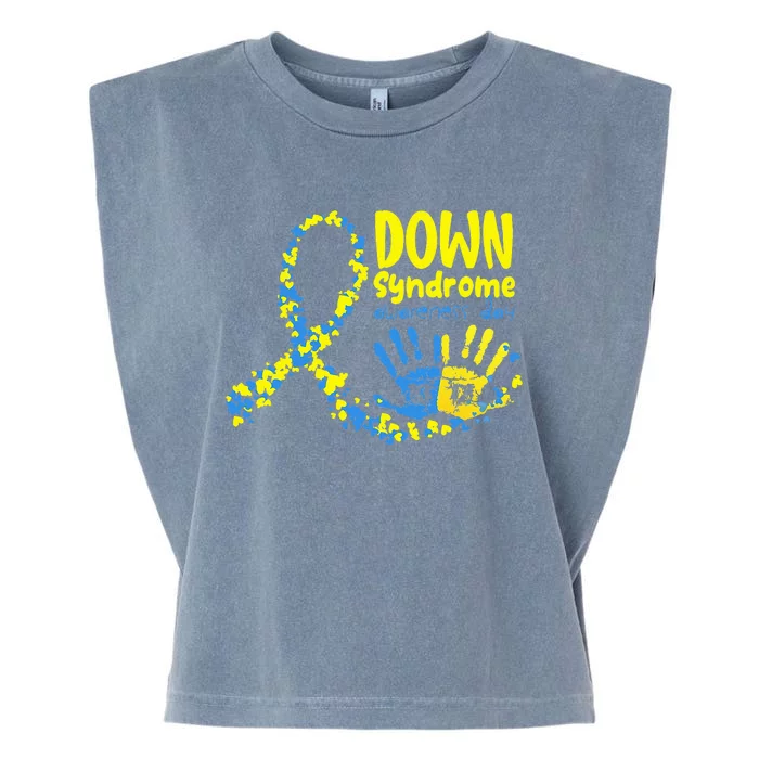 Down Syndrome Awareness Day Ribbon Garment-Dyed Women's Muscle Tee