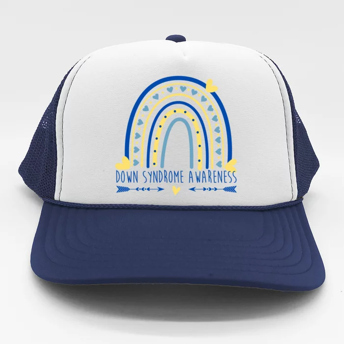 Down Syndrome Awareness Rainbow Heart Trucker Hat