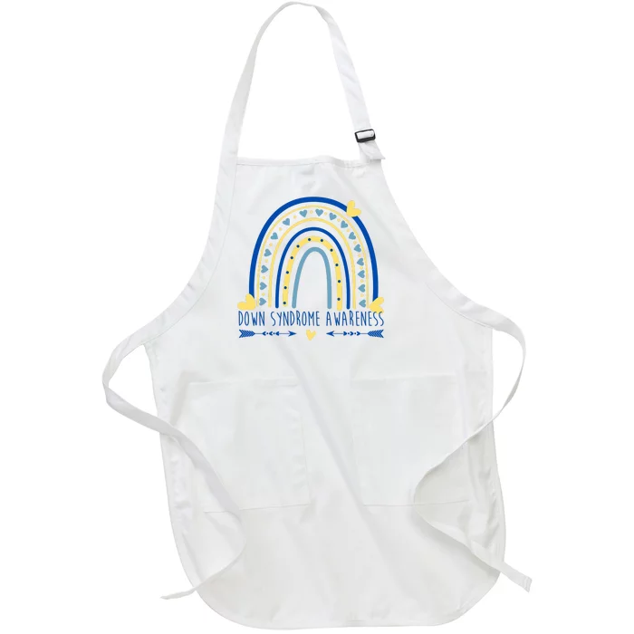 Down Syndrome Awareness Rainbow Heart Full-Length Apron With Pocket