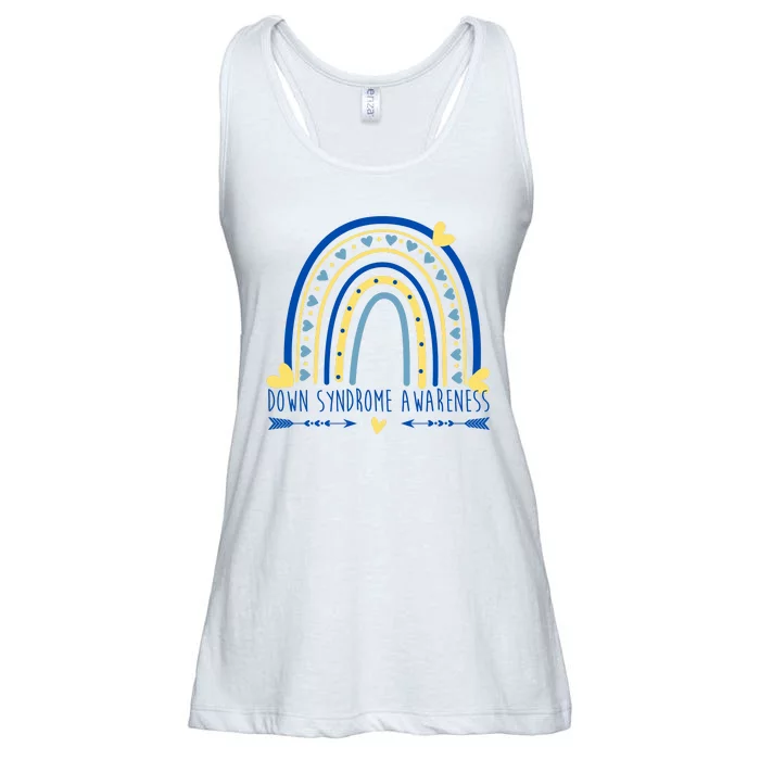 Down Syndrome Awareness Rainbow Heart Ladies Essential Flowy Tank