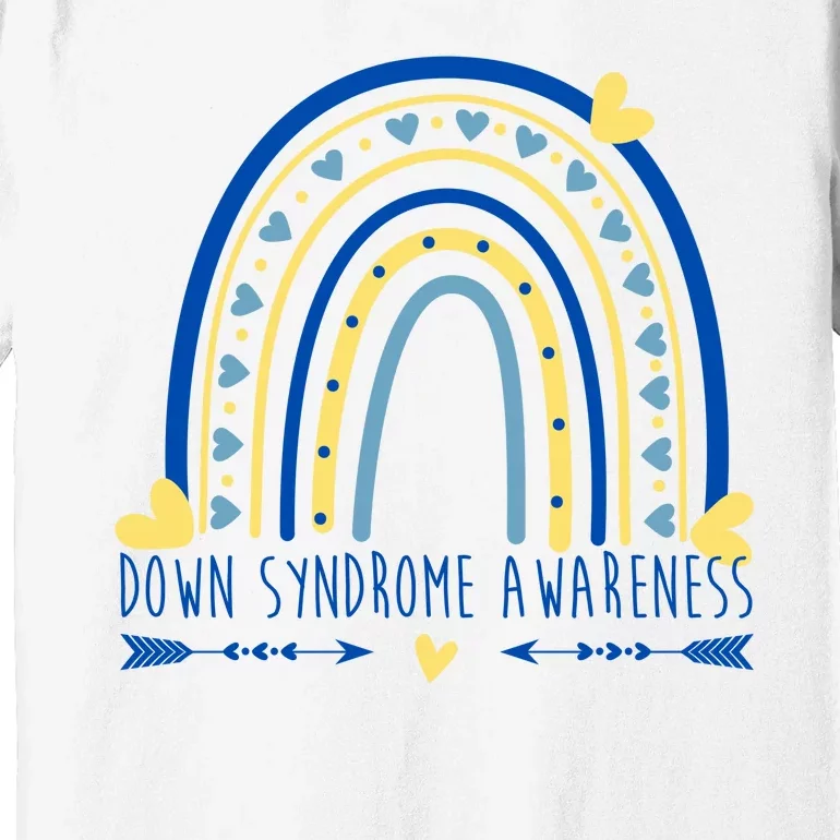 Down Syndrome Awareness Rainbow Heart Premium T-Shirt