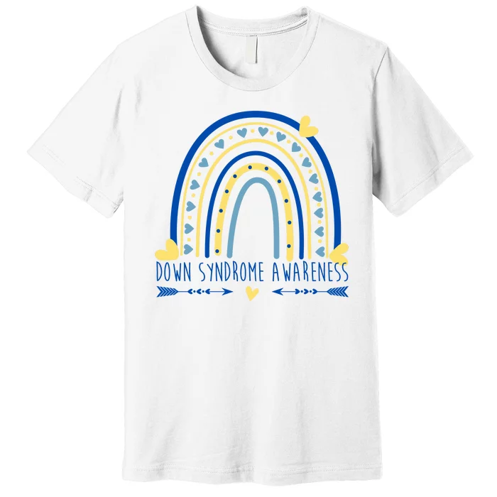 Down Syndrome Awareness Rainbow Heart Premium T-Shirt