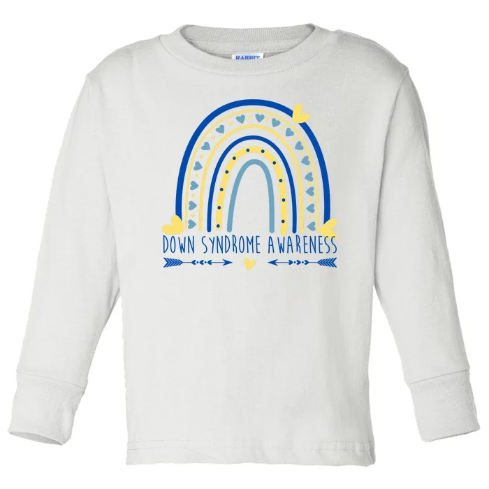 Down Syndrome Awareness Rainbow Heart Toddler Long Sleeve Shirt