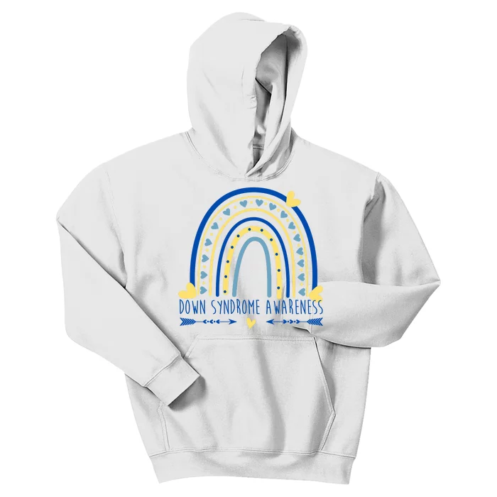 Down Syndrome Awareness Rainbow Heart Kids Hoodie