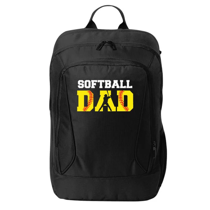 Dad Softball Apparel Yellow Softball Dad City Backpack