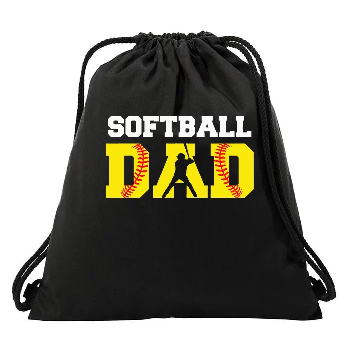 Dad Softball Apparel Yellow Softball Dad Drawstring Bag