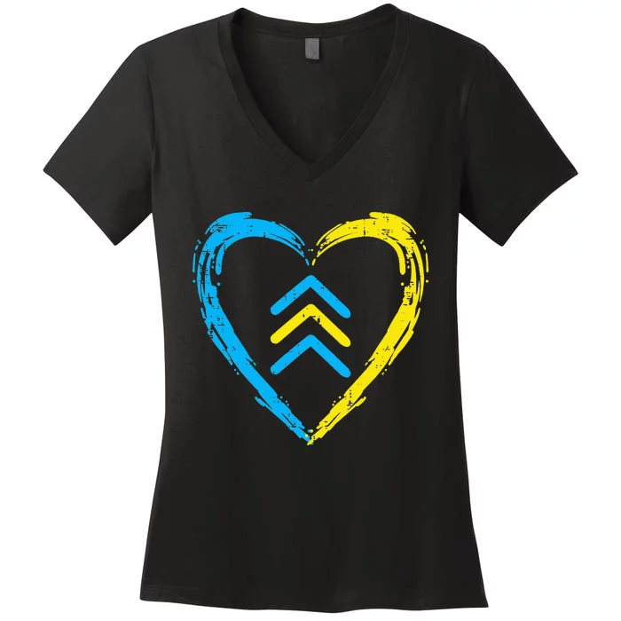 Down Syndrome Awareness Arrows Trisomy 21 T21 Women's V-Neck T-Shirt