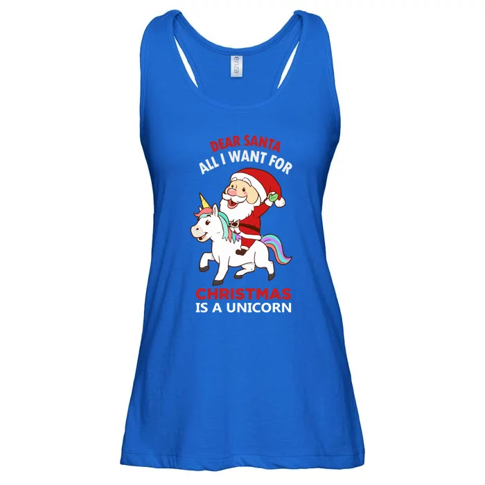 Dear Santa All I Want For Christmas Is A Unicorn Gift Ladies Essential Flowy Tank