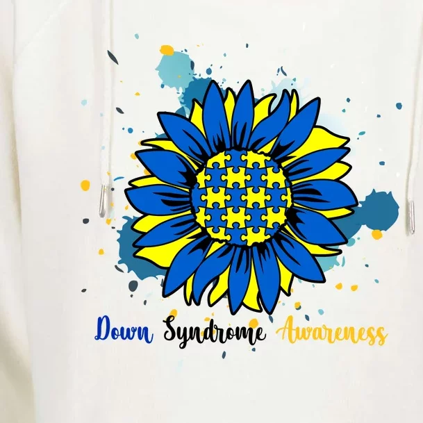 Down Syndrome Awareness Sunflower Womens Funnel Neck Pullover Hood