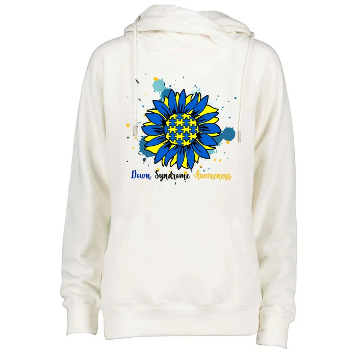 Down Syndrome Awareness Sunflower Womens Funnel Neck Pullover Hood