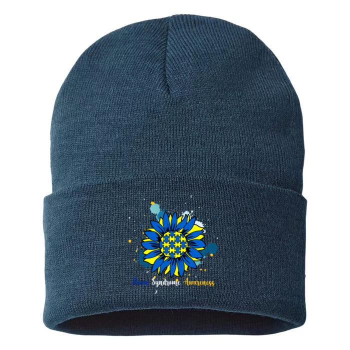 Down Syndrome Awareness Sunflower Sustainable Knit Beanie