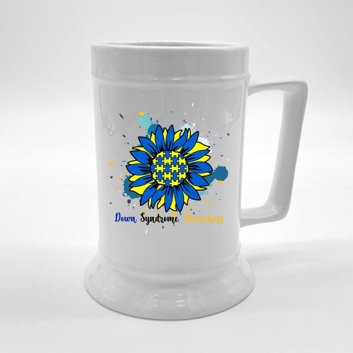 Down Syndrome Awareness Sunflower Front & Back Beer Stein