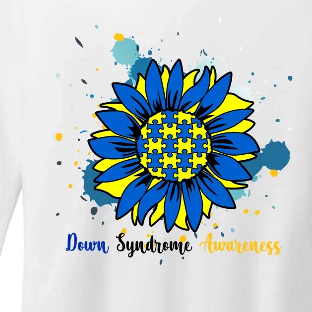 Down Syndrome Awareness Sunflower Womens CVC Long Sleeve Shirt