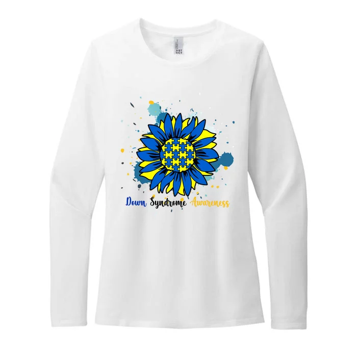 Down Syndrome Awareness Sunflower Womens CVC Long Sleeve Shirt