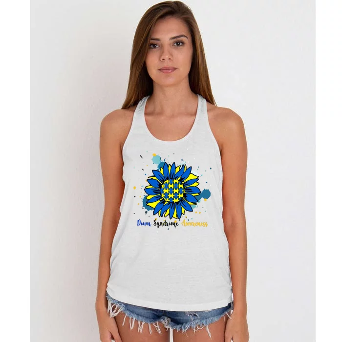 Down Syndrome Awareness Sunflower Women's Knotted Racerback Tank