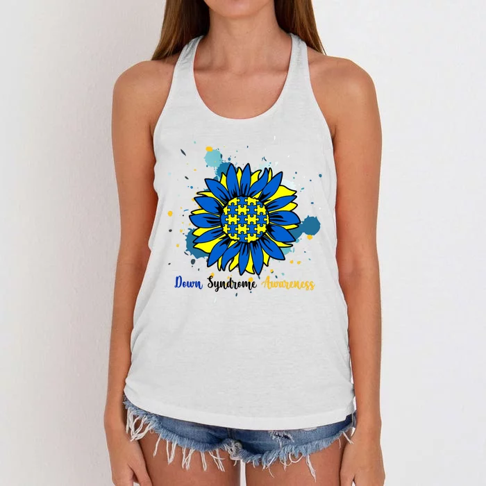 Down Syndrome Awareness Sunflower Women's Knotted Racerback Tank