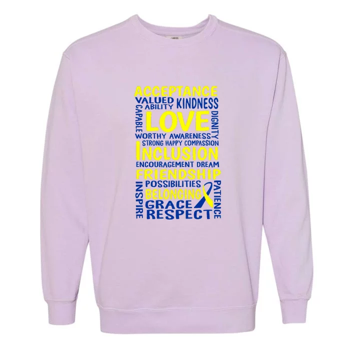 Down Syndrome Awareness T21 Day Gift Garment-Dyed Sweatshirt