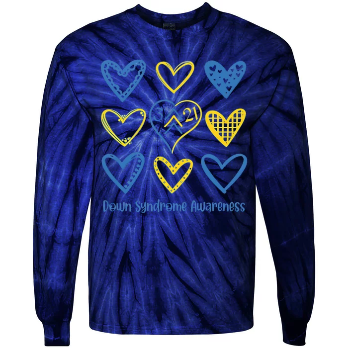 Down Syndrome Awareness Heart Lover Supporter Tie-Dye Long Sleeve Shirt