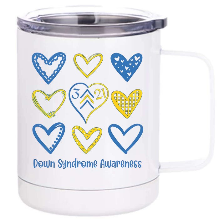 Down Syndrome Awareness Heart Lover Supporter Front & Back 12oz Stainless Steel Tumbler Cup