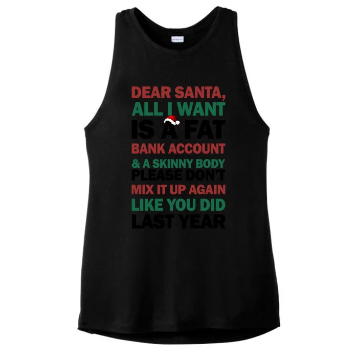 Dear Santa All I Want Is A Fat Bank Account Gift Ladies Tri-Blend Wicking Tank