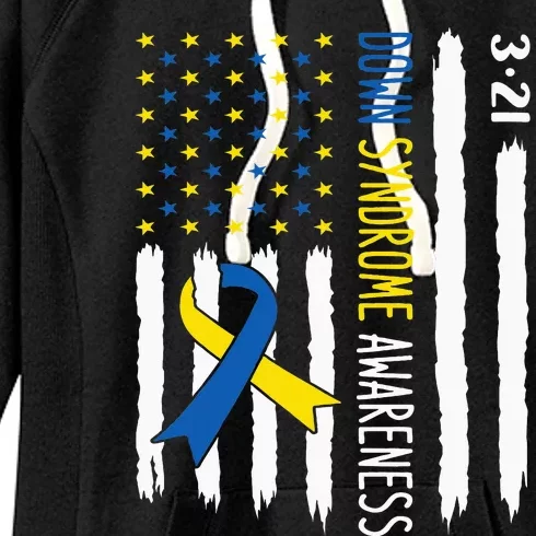 Down Syndrome Awareness Us Flag Trisomy 21 Women's Fleece Hoodie