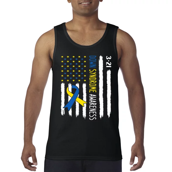 Down Syndrome Awareness Us Flag Trisomy 21 Tank Top