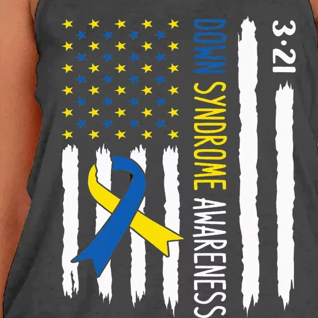 Down Syndrome Awareness Us Flag Trisomy 21 Women's Knotted Racerback Tank