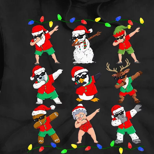 Dabbing Santa And Friends Christmas In July Xmas Tie Dye Hoodie