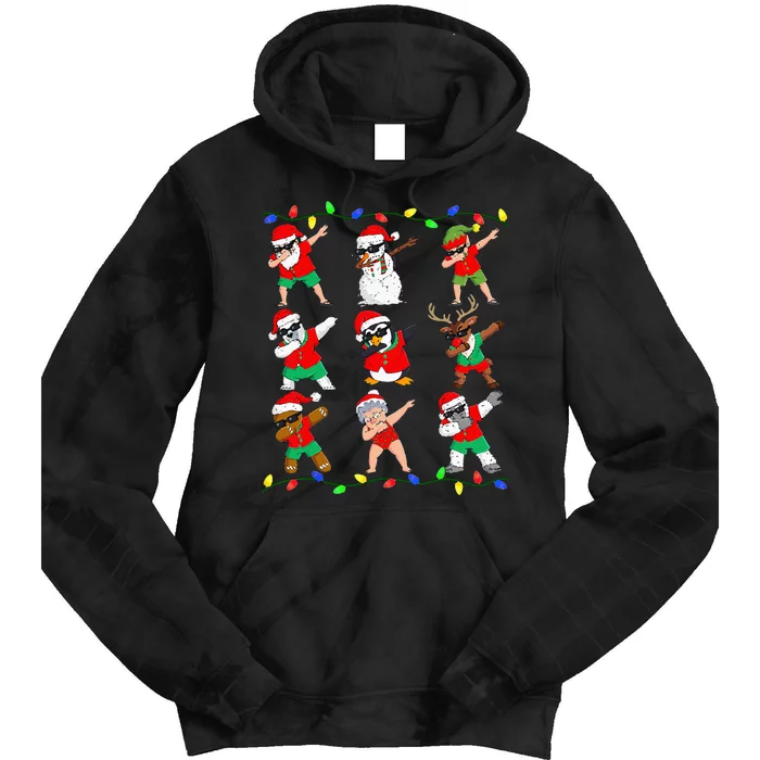 Dabbing Santa And Friends Christmas In July Xmas Tie Dye Hoodie