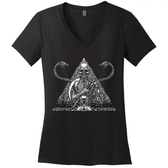 Death Skull And Snakes Women's V-Neck T-Shirt