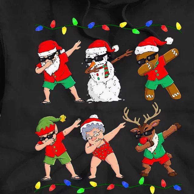 Dabbing Santa And Friends Christmas In July Xmas Tie Dye Hoodie